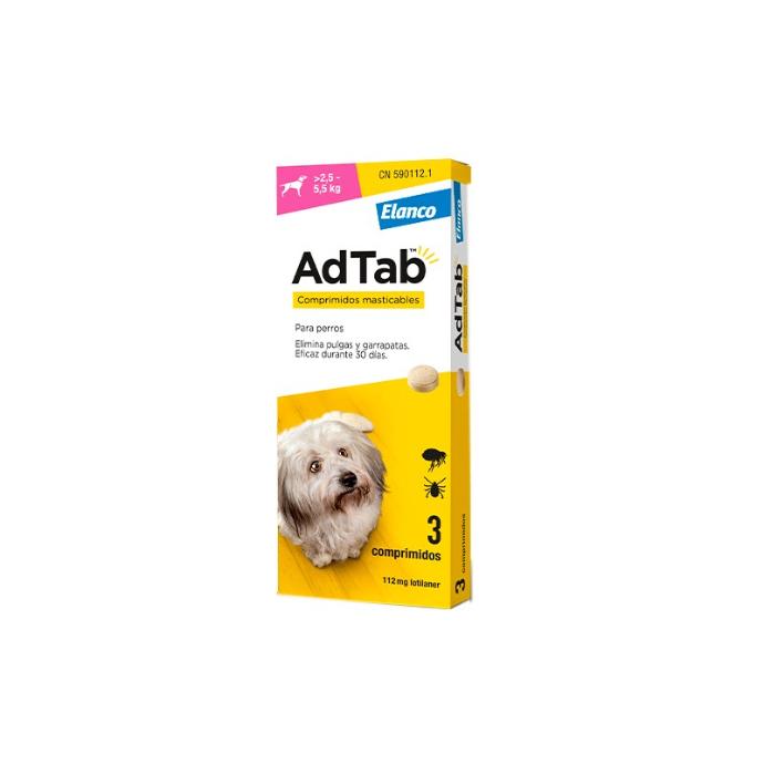 AdTab 112 Mg Perro 2,5-5,5 Kg. 3 Comp.