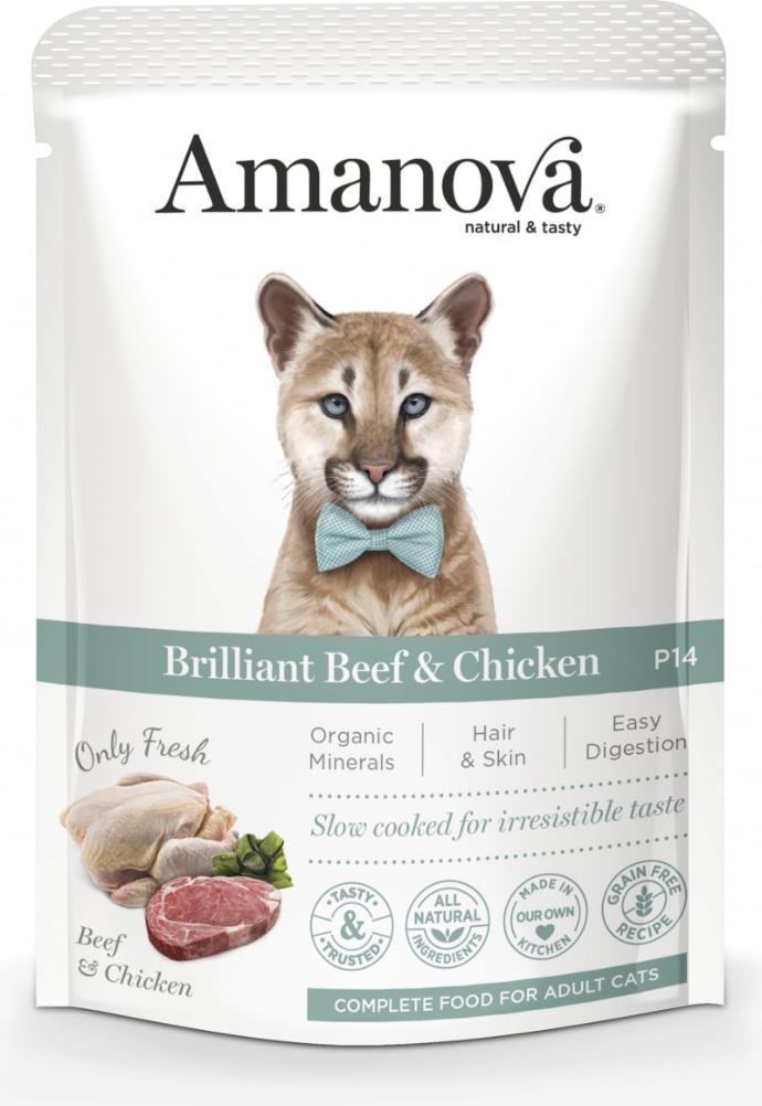 Amanova Wet Cat Beef&Chicken Pouch 85 grs.