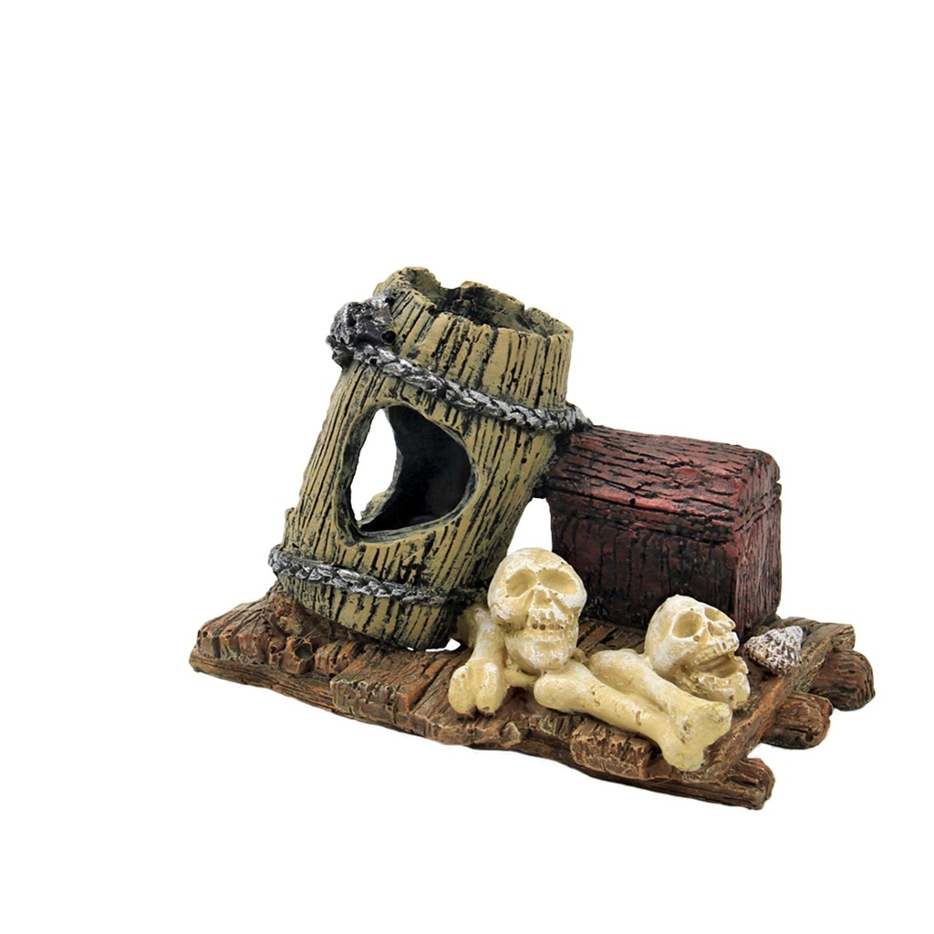 Barril y restos piratas 12 cm.