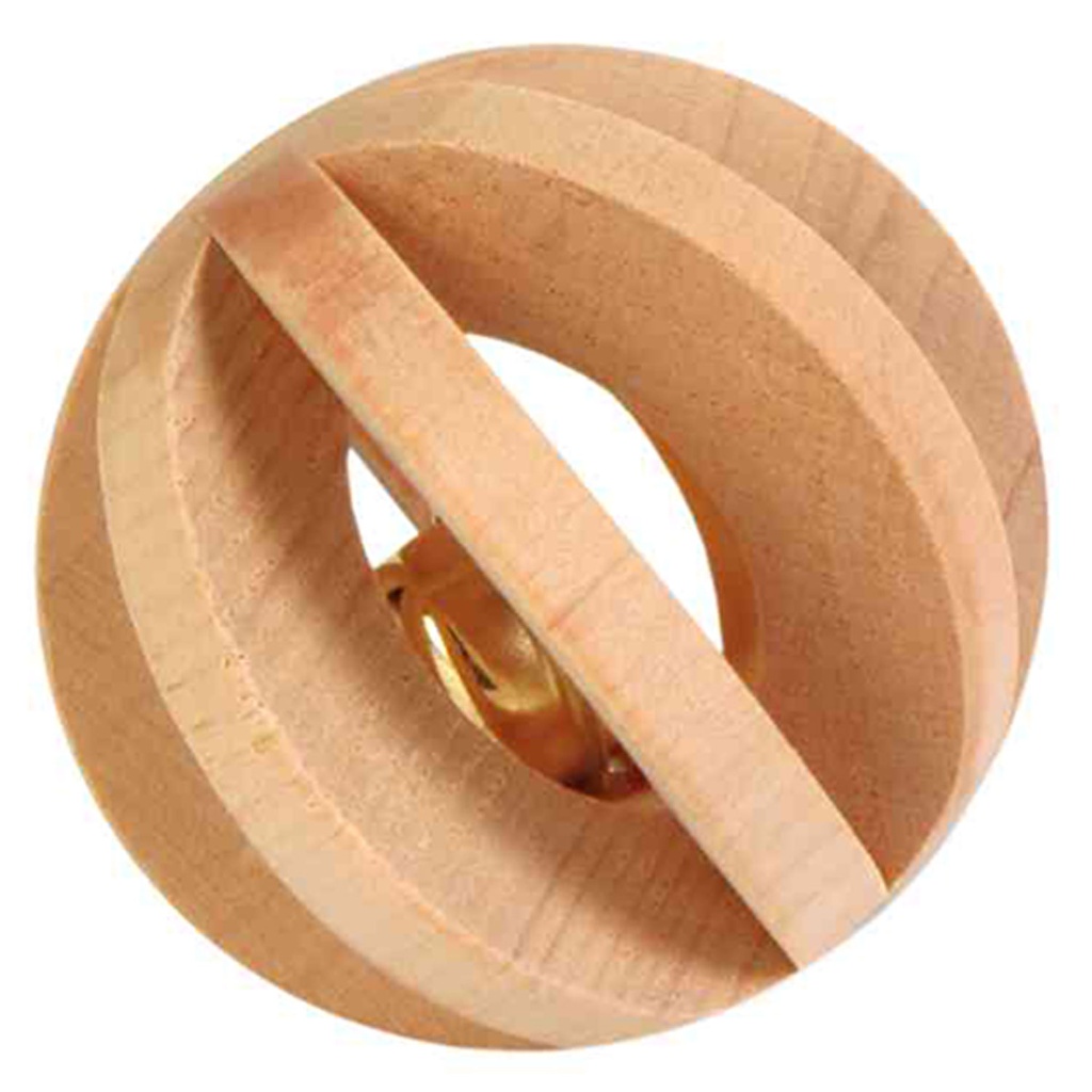 Bola madera c/ cascabel, para roer, ø6 cm