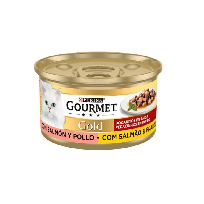 Gourmet Gold Bocad en Salsa con Salmon/Pollo 85g