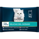GOURMET PERLE MP Delicias del Océano con Pescado, Lenguado, Salmón y Atún(4x85g)          