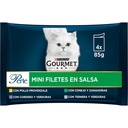 GOURMET PERLE MP Finas Laminas con Legumbres con Cordero, Pollo, Conejo y Ternera 4x85g        