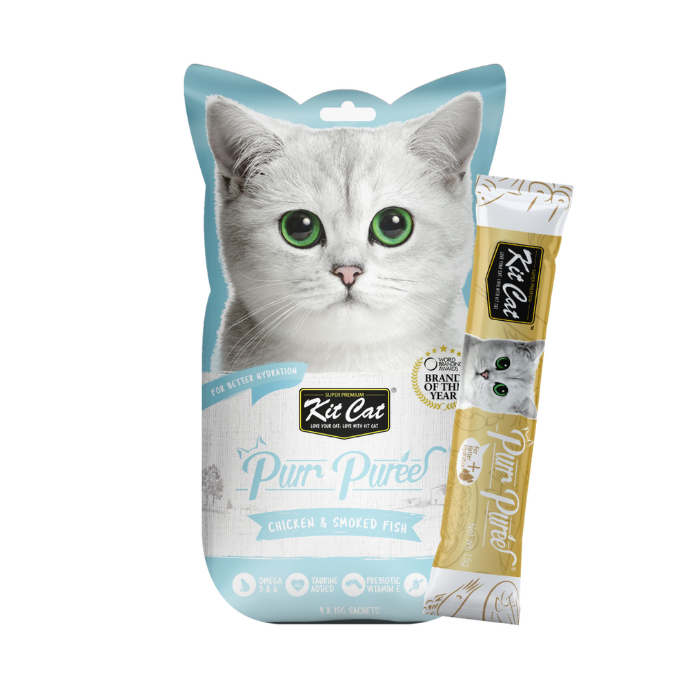 Kit Cat Puree- Pollo y Pescado Ahumado 60g.
