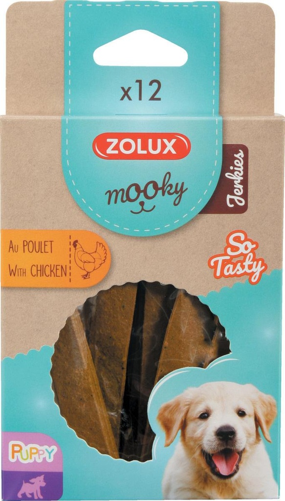 Mooky Pup. Jerkies con Pollo x 12 