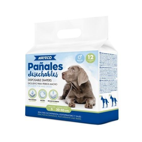 Pañal para Perro Macho S 12 uds. 30-40 cm.  