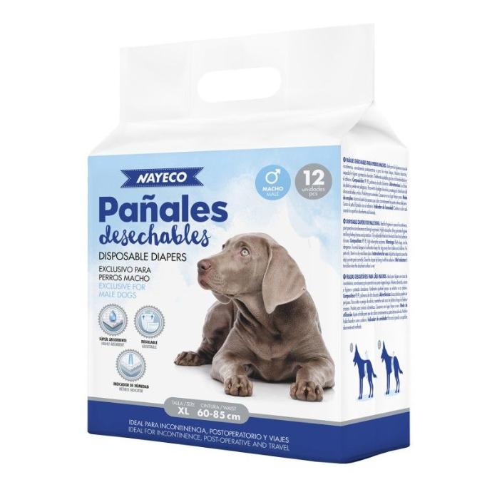 Pañal para Perro Macho XL 12 uds. 60-85 cm.  