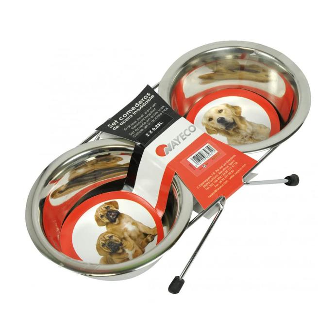 Set Comederos Acero Inox 2 X 0.35l.