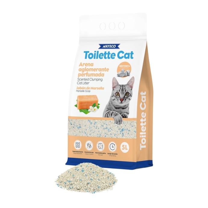 Toilette Cat Arena Aglom. Bentonita Perf. Jabon de Marsella 5 L.