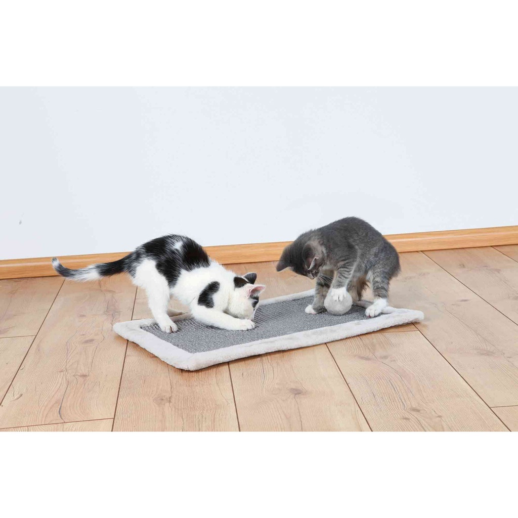 [43110] Alfombrilla Rascadora. Borde De Felpa.55×35cm.Gris