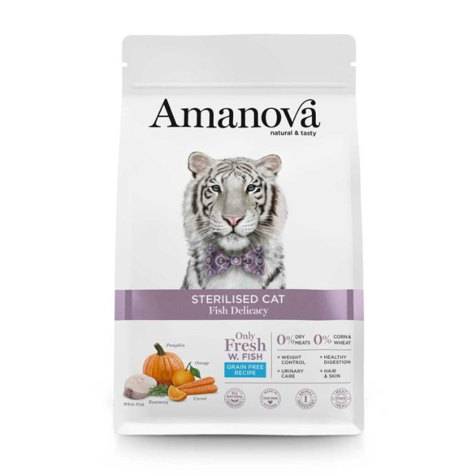 [S-AMA34WF04] Amanova Sterilised Cat Fish Delicacy & Calabaza 4 Kg. 