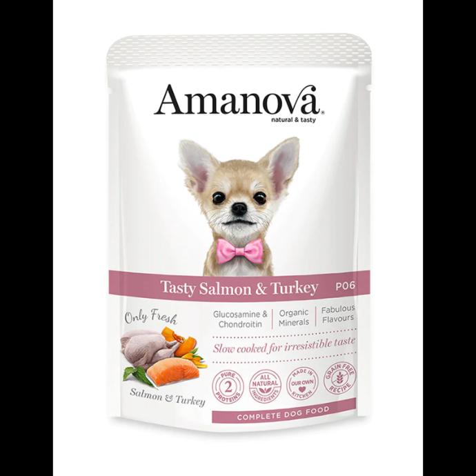 [S-AMT62ST3A] Amanova WET Adult Salmon & Turkey Pouch 300 grs.  