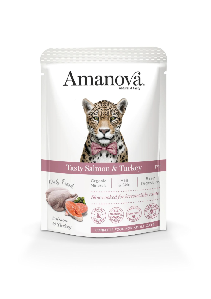 [S-AMU05PS8A] Amanova Wet Cat Salmon&Turkey Pouch 85 grs.