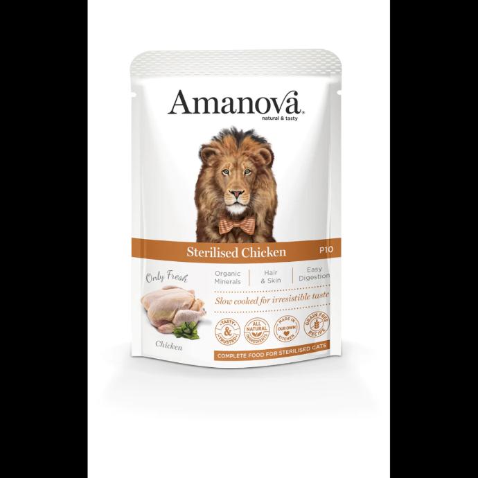 [S-AMU02SP8A] Amanova Wet Cat Steril. Chicken Pouch 85 grs. 