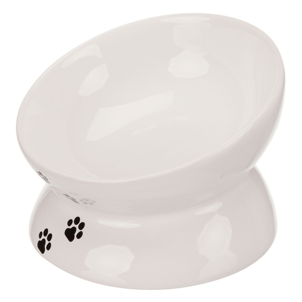 [24798] Comedero Cerámica Gatos, 0.15 L. 13 cm. Blanco 