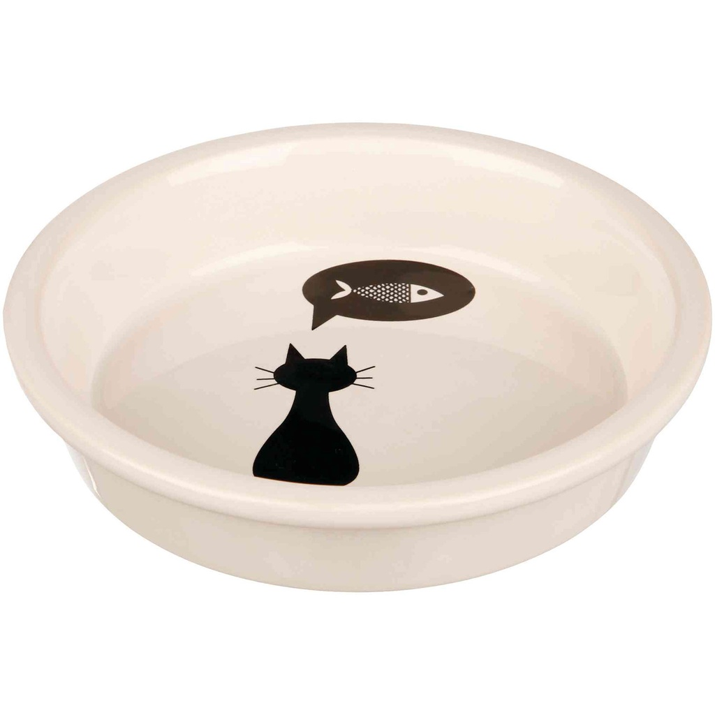 [24499] Comedero Cerámica Gatos, 0.2 L.Ø 13 cm. blanco   