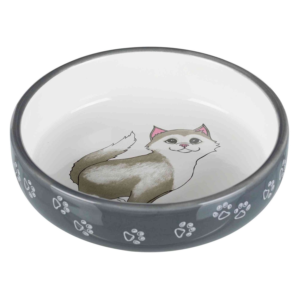 [24784] Comedero Gato hocico corto, Cerám, 0,3 L. Ø 15 cm. gris 
