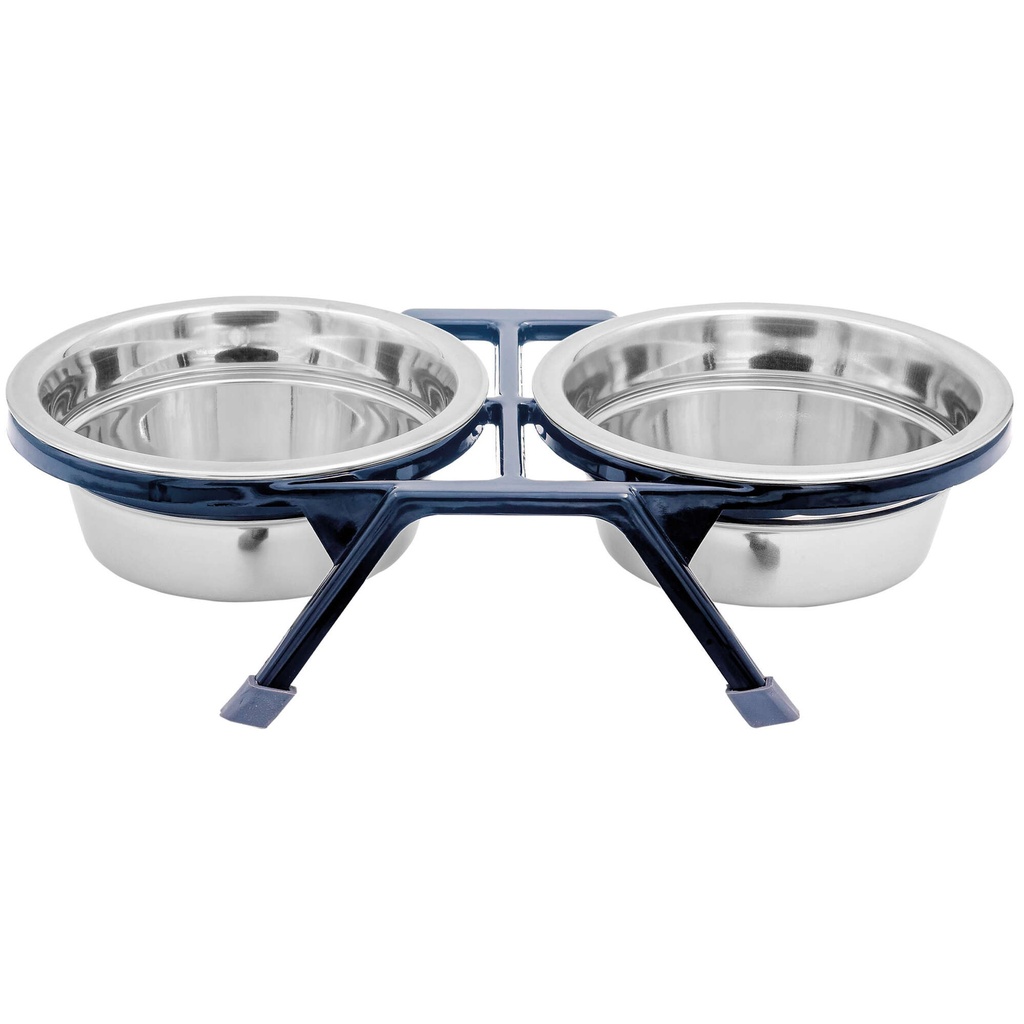 [CAD4120] Comedero doble pie plast. negro 12 cm.  