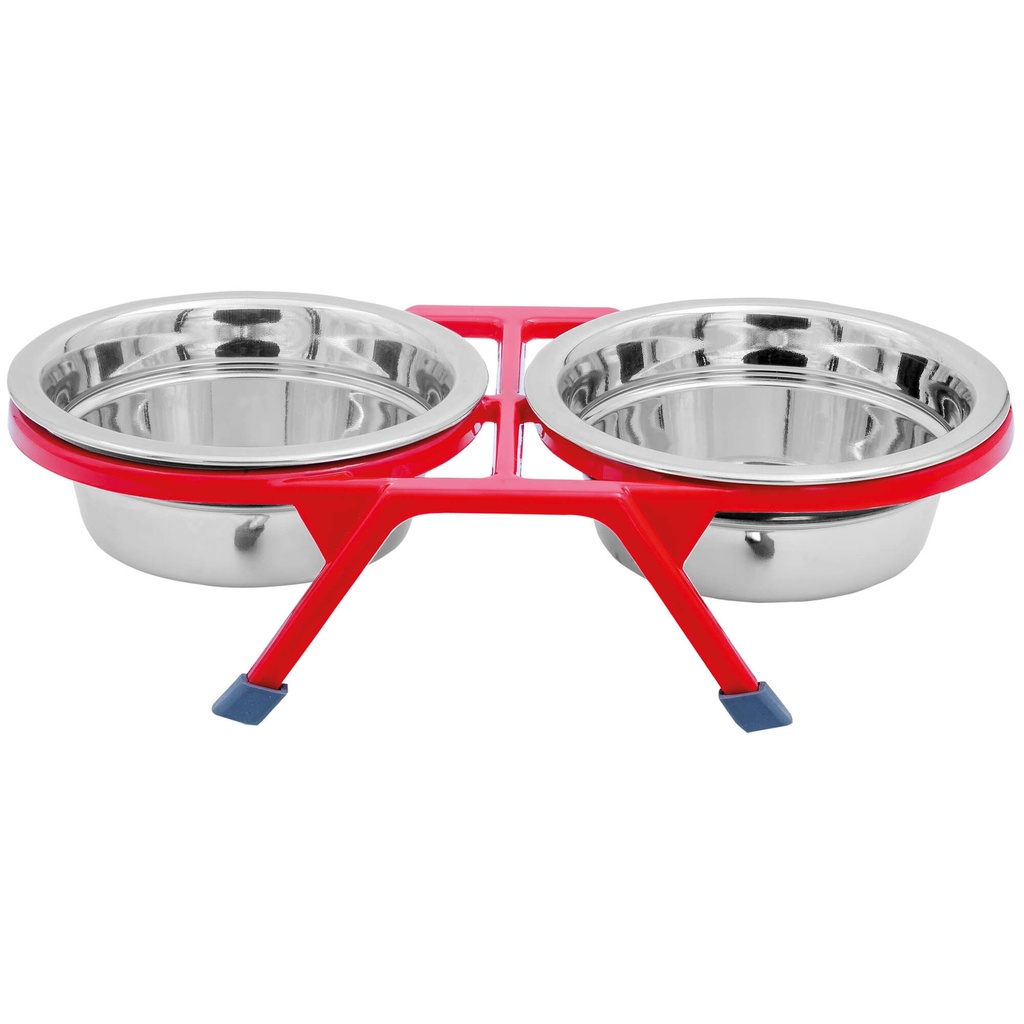 [CAD3140] Comedero doble pie plast. rojo 14 cm.  