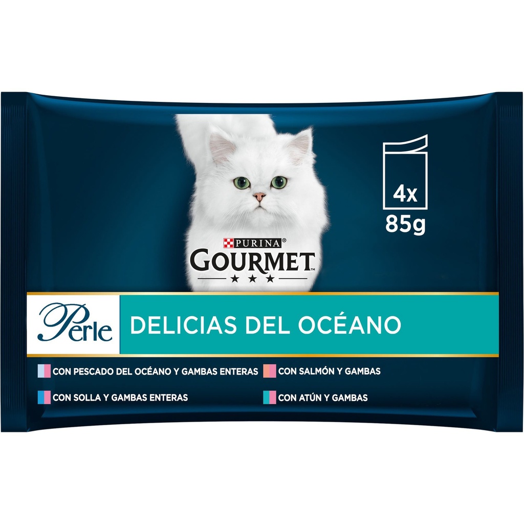[12533488] GOURMET PERLE MP Delicias del Océano con Pescado, Lenguado, Salmón y Atún(4x85g)          