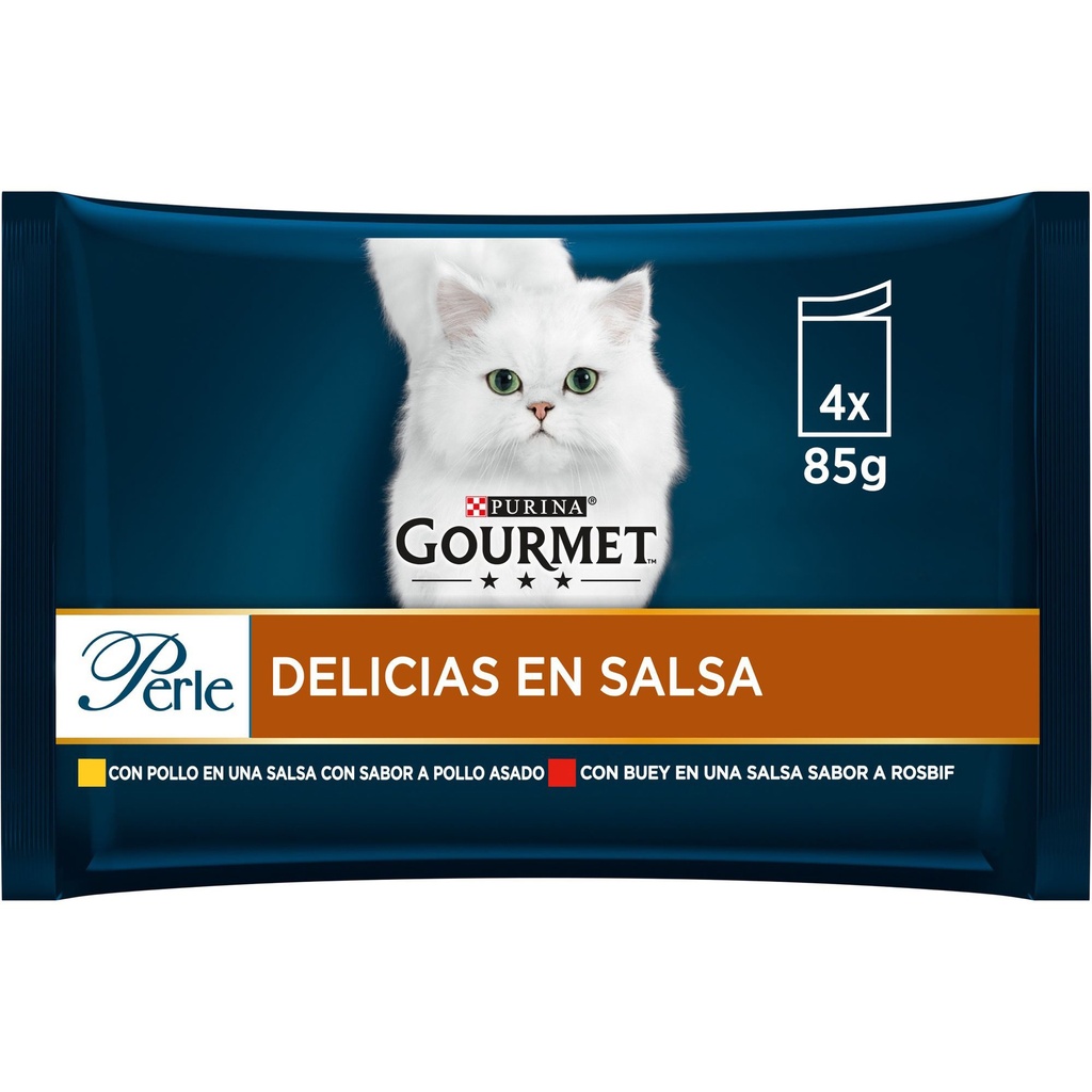 [12342121/12486850] Gourmet Perle Delicias en salsa Pollo/Buey 4x85gr
