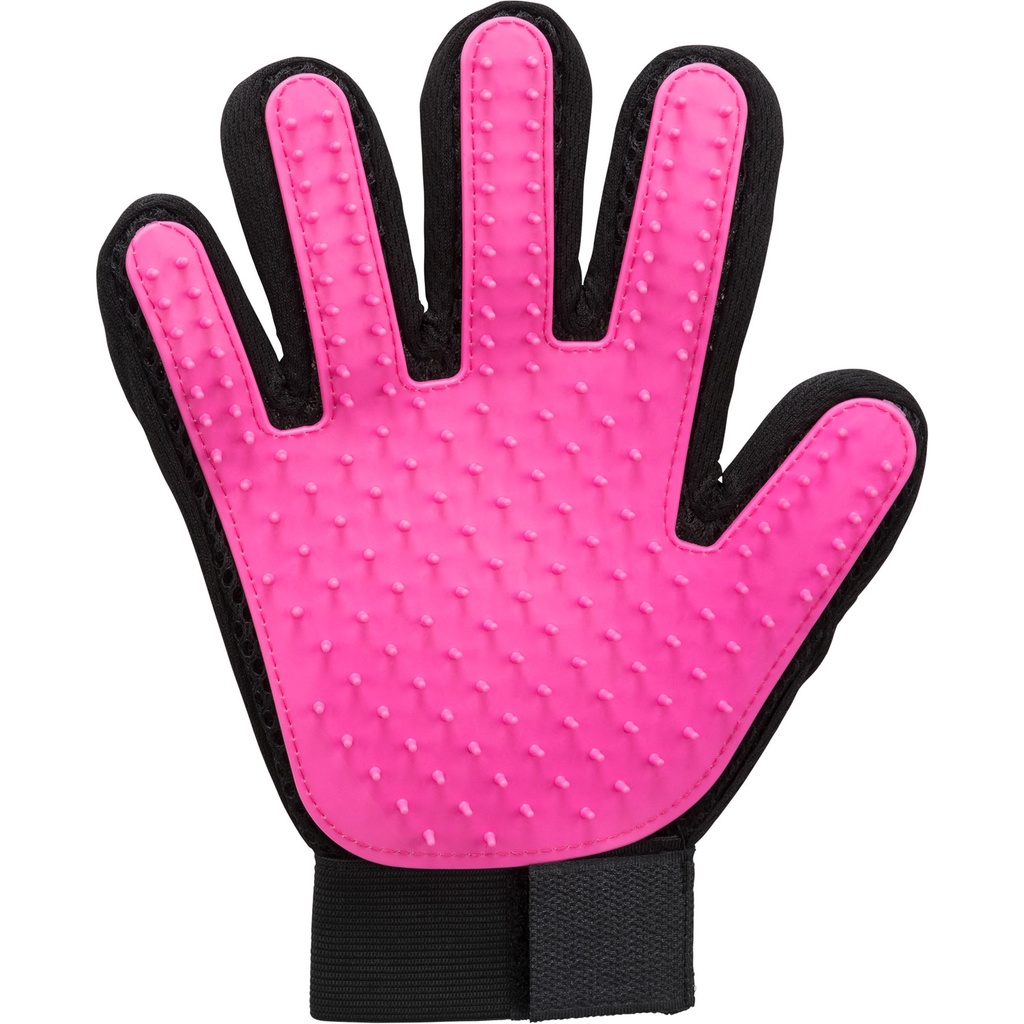[23132] Guante Masaje-Cepillado para Gatos, Rosa/Negro, 16 cm. 