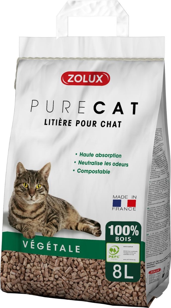 [476323] Lecho Purecat Granulado Madera 8L. 