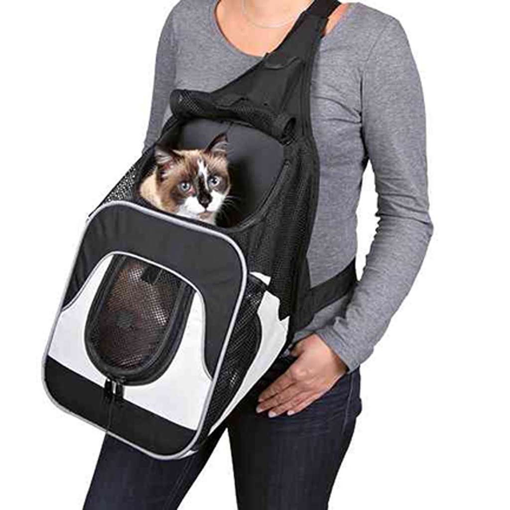 [28941] Mochila Frontal Savina. Nylon. 30x33x26cm. Ng/Gris