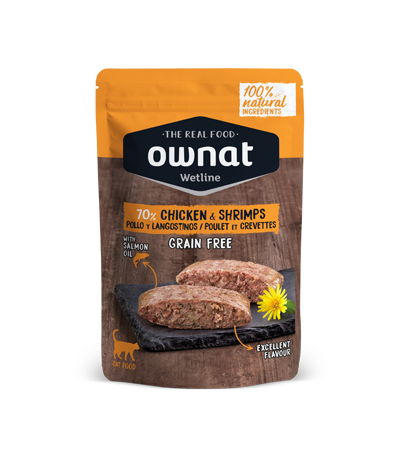 [057003] Ownat Wetline Chicken & Shrimps  Cat 85 grs. 