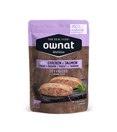 [057004] Ownat Wetline Sterilized Chicken & Salmon  Cat 85 grs.