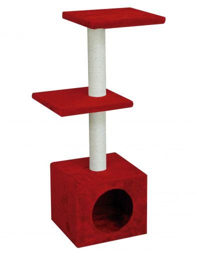 [GA30091] Rascador Amelie Rojo 3 Alturas con Gatera 30x30x89 cm.