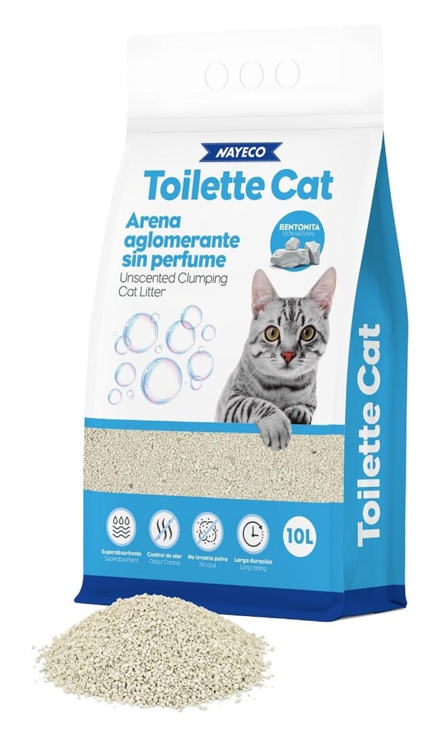 [GA50002] Toilette Cat Arena Aglom. Bentonita sin Perfume 10 L.
