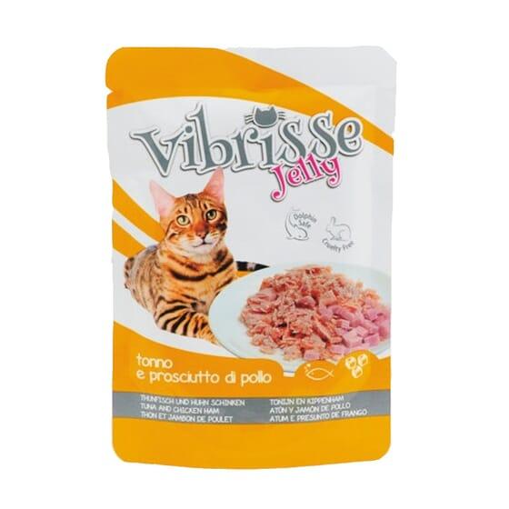 [C1018988] Vibrisse Cat Pouch Atun Y Jamoncitos Pollo Gelatina 70 gr.